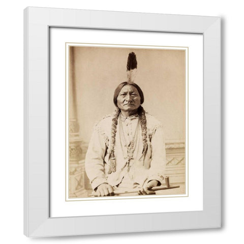 Sitting Bull- Lakota- 1885 White Modern Wood Framed Art Print with Double Matting by Anonymous