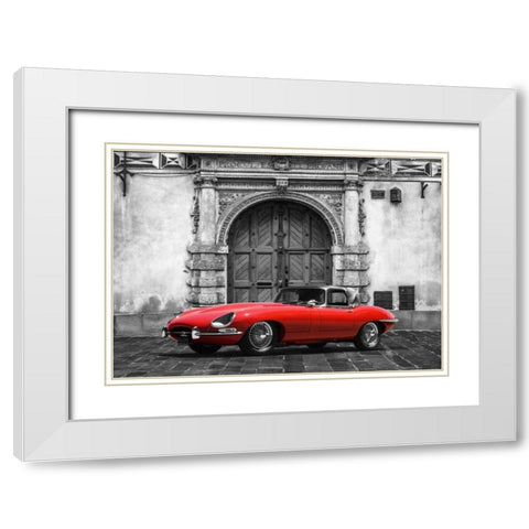 Roadster in front of Classic Palace White Modern Wood Framed Art Print with Double Matting by Gasoline Images
