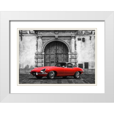 Roadster in front of Classic Palace White Modern Wood Framed Art Print with Double Matting by Gasoline Images