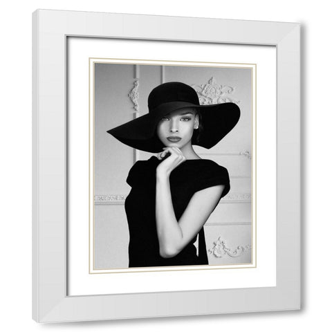 Lady with a hat White Modern Wood Framed Art Print with Double Matting by Lauren, Julian