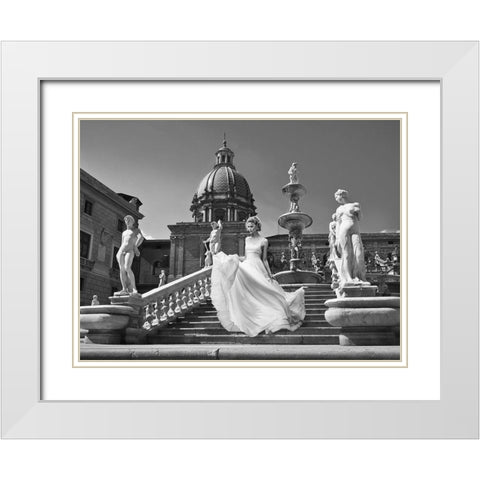 Escalier en Italie (detail) White Modern Wood Framed Art Print with Double Matting by Haute Photo Collection