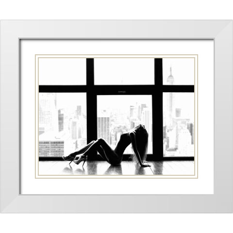 Up in the sky (Manhattan) White Modern Wood Framed Art Print with Double Matting by Lauren, Julian
