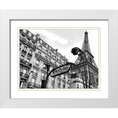 Metropolitain, Paris White Modern Wood Framed Art Print with Double Matting by Pangea Images