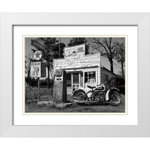 Abandoned gas station, New Mexico White Modern Wood Framed Art Print with Double Matting by Gasoline Images