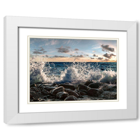 Waves crashing, Point Reyes, California White Modern Wood Framed Art Print with Double Matting by Pangea Images