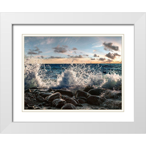 Waves crashing, Point Reyes, California White Modern Wood Framed Art Print with Double Matting by Pangea Images