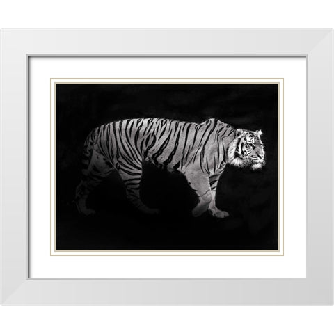 Panthera Tigris White Modern Wood Framed Art Print with Double Matting by Julian, Lauren