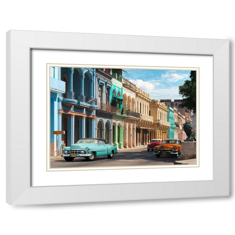 Avenida in Havana, Cuba White Modern Wood Framed Art Print with Double Matting by Pangea Images