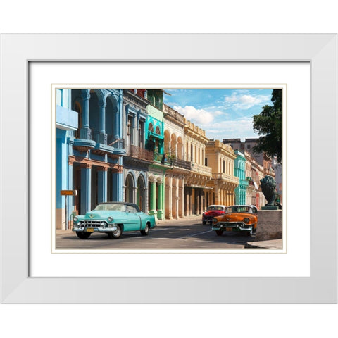 Avenida in Havana, Cuba White Modern Wood Framed Art Print with Double Matting by Pangea Images