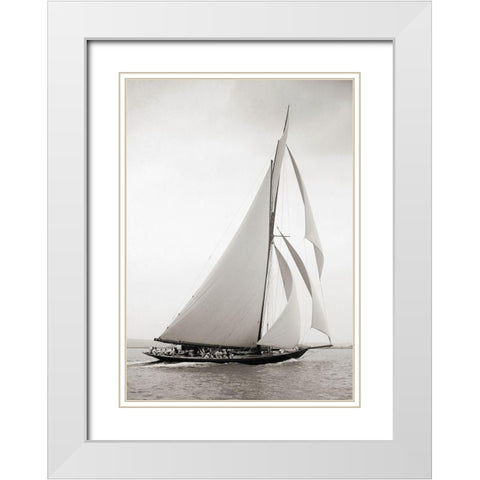 Britannia White Modern Wood Framed Art Print with Double Matting by Anonymous