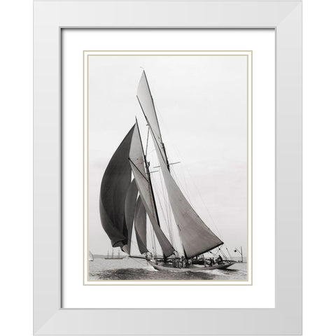 Colonia White Modern Wood Framed Art Print with Double Matting by Anonymous