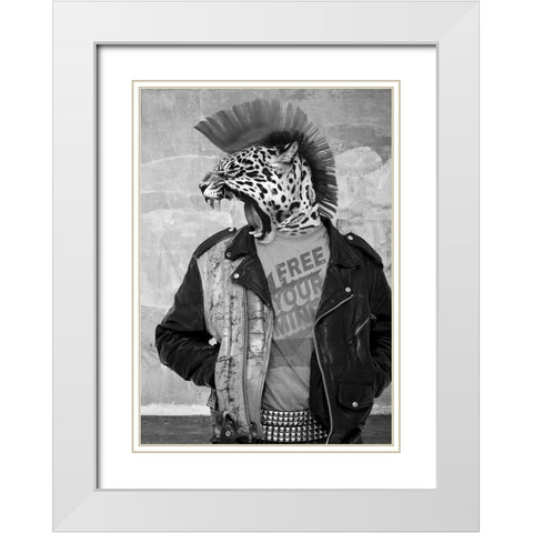 Leopunk White Modern Wood Framed Art Print with Double Matting by VizLab