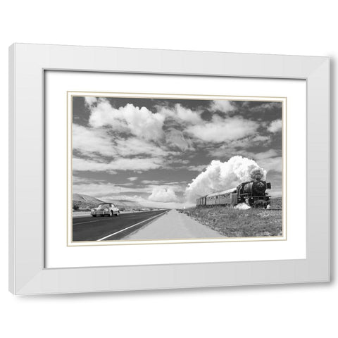 Interstate 59 White Modern Wood Framed Art Print with Double Matting by Gasoline Images