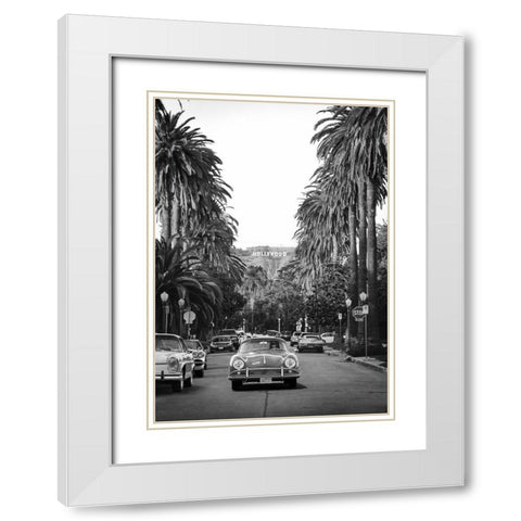 Boulevard in Hollywood - BW White Modern Wood Framed Art Print with Double Matting by Gasoline Images