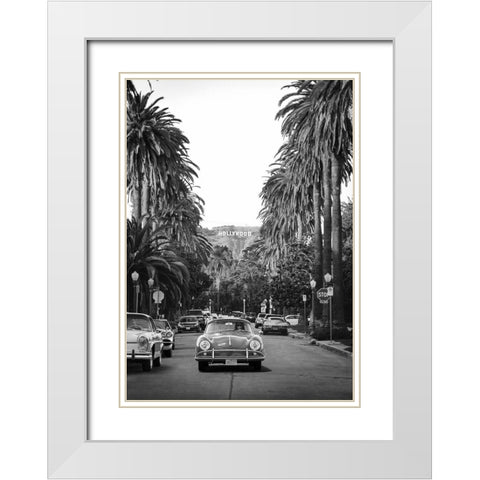 Boulevard in Hollywood - BW White Modern Wood Framed Art Print with Double Matting by Gasoline Images