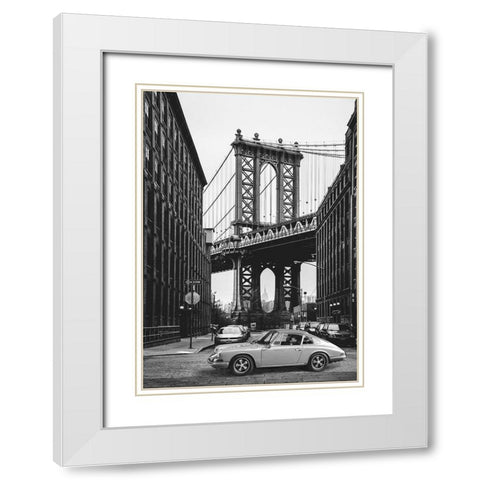 By the Manhattan Bridge - BW White Modern Wood Framed Art Print with Double Matting by Gasoline Images