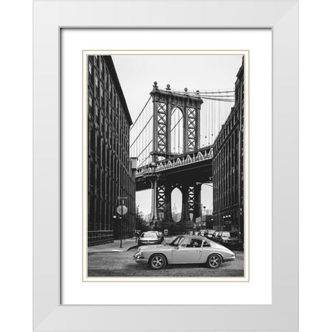 By the Manhattan Bridge - BW White Modern Wood Framed Art Print with Double Matting by Gasoline Images