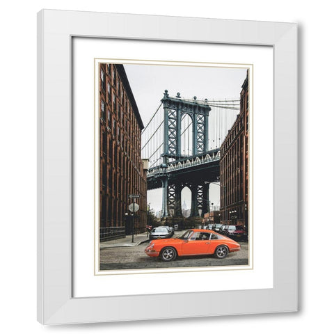 By the Manhattan Bridge White Modern Wood Framed Art Print with Double Matting by Gasoline Images