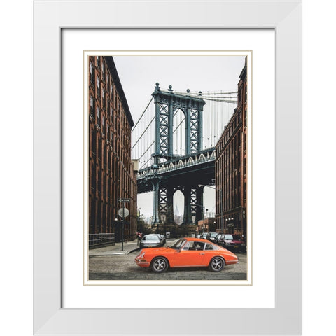 By the Manhattan Bridge White Modern Wood Framed Art Print with Double Matting by Gasoline Images
