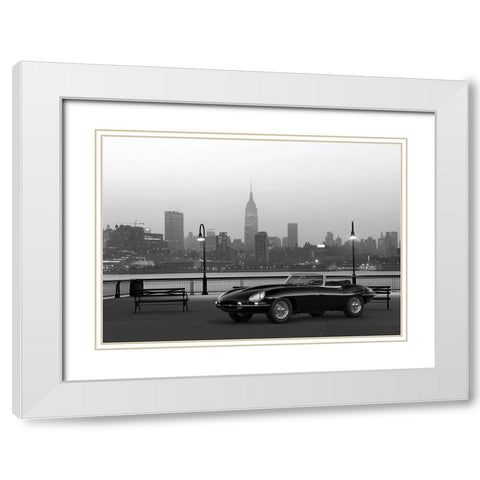 Vintage Spyder in NYC - BW White Modern Wood Framed Art Print with Double Matting by Gasoline Images