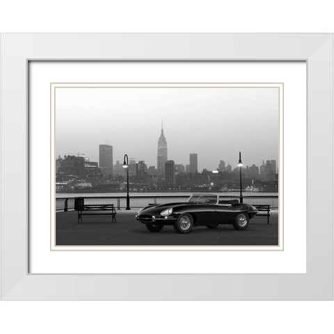 Vintage Spyder in NYC - BW White Modern Wood Framed Art Print with Double Matting by Gasoline Images