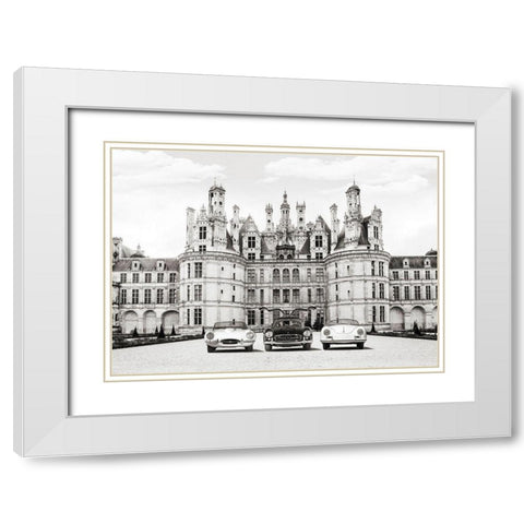 Vintage Roadsters at French Castle White Modern Wood Framed Art Print with Double Matting by Gasoline Images