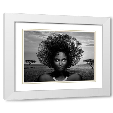 Serengeti Queen White Modern Wood Framed Art Print with Double Matting by Lauren, Julian