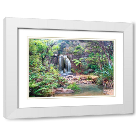 Rainforest waterfall - detail White Modern Wood Framed Art Print with Double Matting by Pangea Images