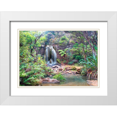 Rainforest waterfall - detail White Modern Wood Framed Art Print with Double Matting by Pangea Images