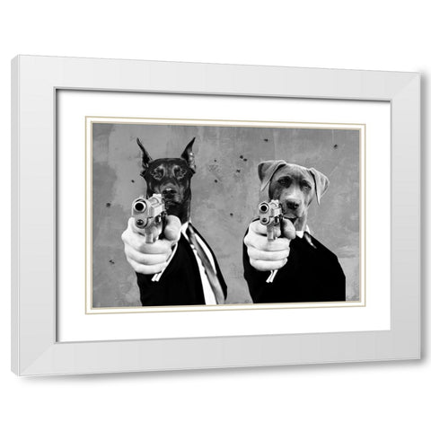 Reservoir Dogs White Modern Wood Framed Art Print with Double Matting by VizLab