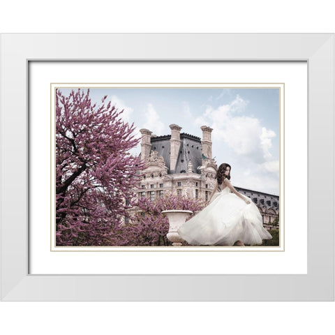 Young Woman at the Chateau de Chambord White Modern Wood Framed Art Print with Double Matting by Haute Photo Collection