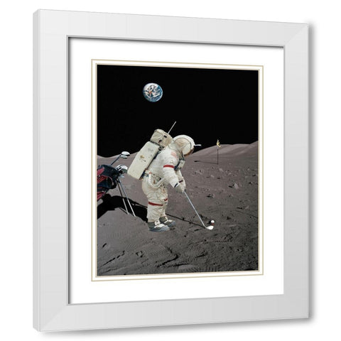 Lunar Golf - NASA White Modern Wood Framed Art Print with Double Matting by Astrolabs