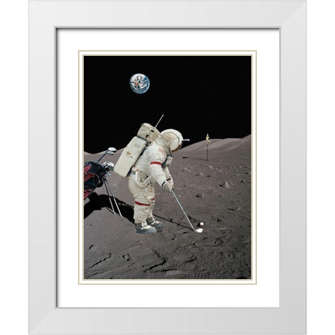 Lunar Golf - NASA White Modern Wood Framed Art Print with Double Matting by Astrolabs