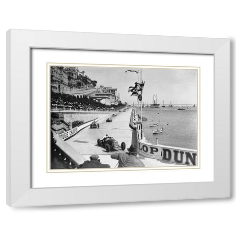 After the start of the 1931 Monaco Grand Prix White Modern Wood Framed Art Print with Double Matting by Anonymous