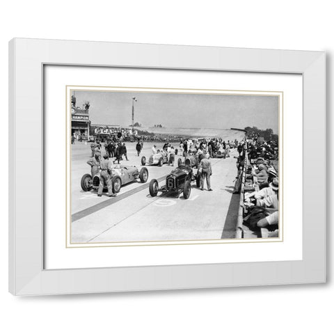 Grid of the 1934 French Grand Prix White Modern Wood Framed Art Print with Double Matting by Anonymous