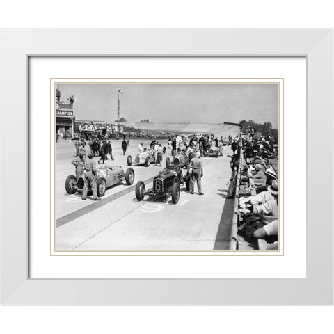Grid of the 1934 French Grand Prix White Modern Wood Framed Art Print with Double Matting by Anonymous
