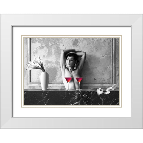 Cocktail for Two White Modern Wood Framed Art Print with Double Matting by Lauren, Julian