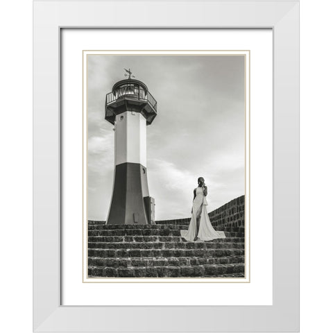 Unconventional Womenscape #3 (BW) White Modern Wood Framed Art Print with Double Matting by Lauren, Julian