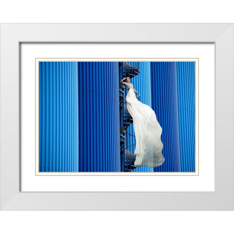 Unconventional Womenscape #5-Indigo White Modern Wood Framed Art Print with Double Matting by Lauren, Julian