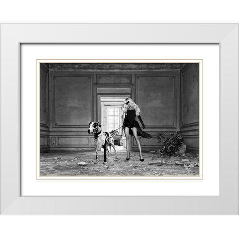 Unconventional Womenscape #7-In the Palace (BW) White Modern Wood Framed Art Print with Double Matting by Lauren, Julian