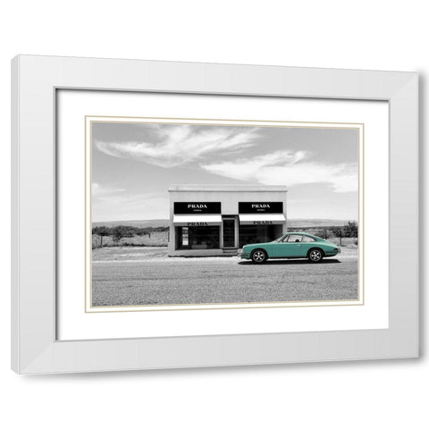 Marfa-Texas (BW) White Modern Wood Framed Art Print with Double Matting by Lauren, Julian