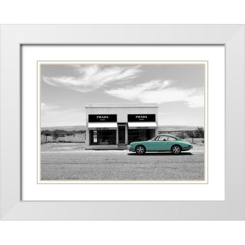 Marfa-Texas (BW) White Modern Wood Framed Art Print with Double Matting by Lauren, Julian
