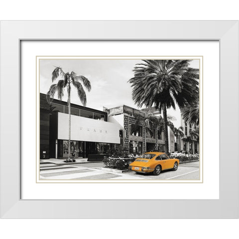 Rodeo Drive-Beverly Hills-California (BW) White Modern Wood Framed Art Print with Double Matting by Lauren, Julian