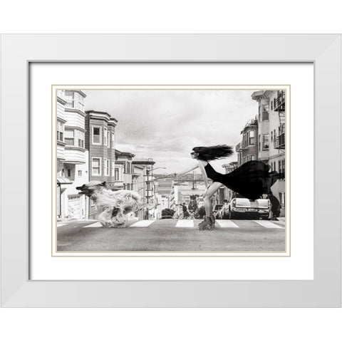 Skating in San Francisco White Modern Wood Framed Art Print with Double Matting by Lauren, Julian
