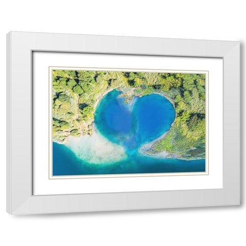 Heart Shaped Atoll-Fiji White Modern Wood Framed Art Print with Double Matting by Pangea Images