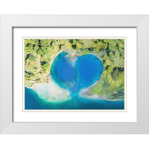 Heart Shaped Atoll-Fiji White Modern Wood Framed Art Print with Double Matting by Pangea Images