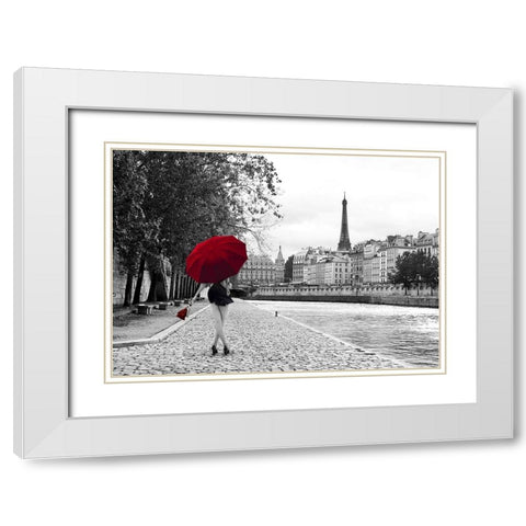 Quai de la Seine White Modern Wood Framed Art Print with Double Matting by Lauren, Julian