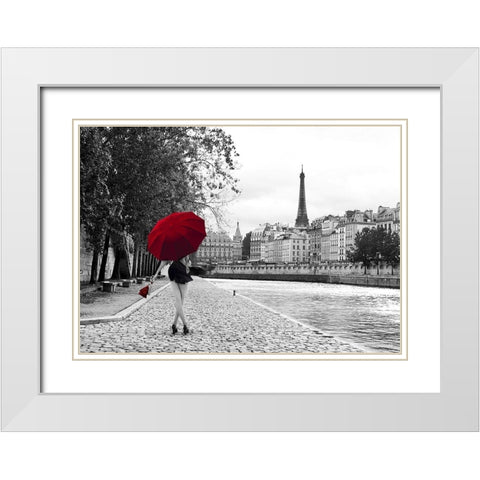 Quai de la Seine White Modern Wood Framed Art Print with Double Matting by Lauren, Julian