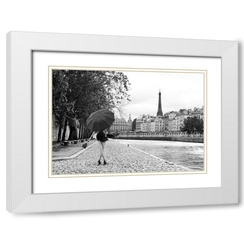 Quai de la Seine (BW) White Modern Wood Framed Art Print with Double Matting by Lauren, Julian