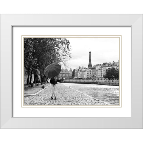 Quai de la Seine (BW) White Modern Wood Framed Art Print with Double Matting by Lauren, Julian